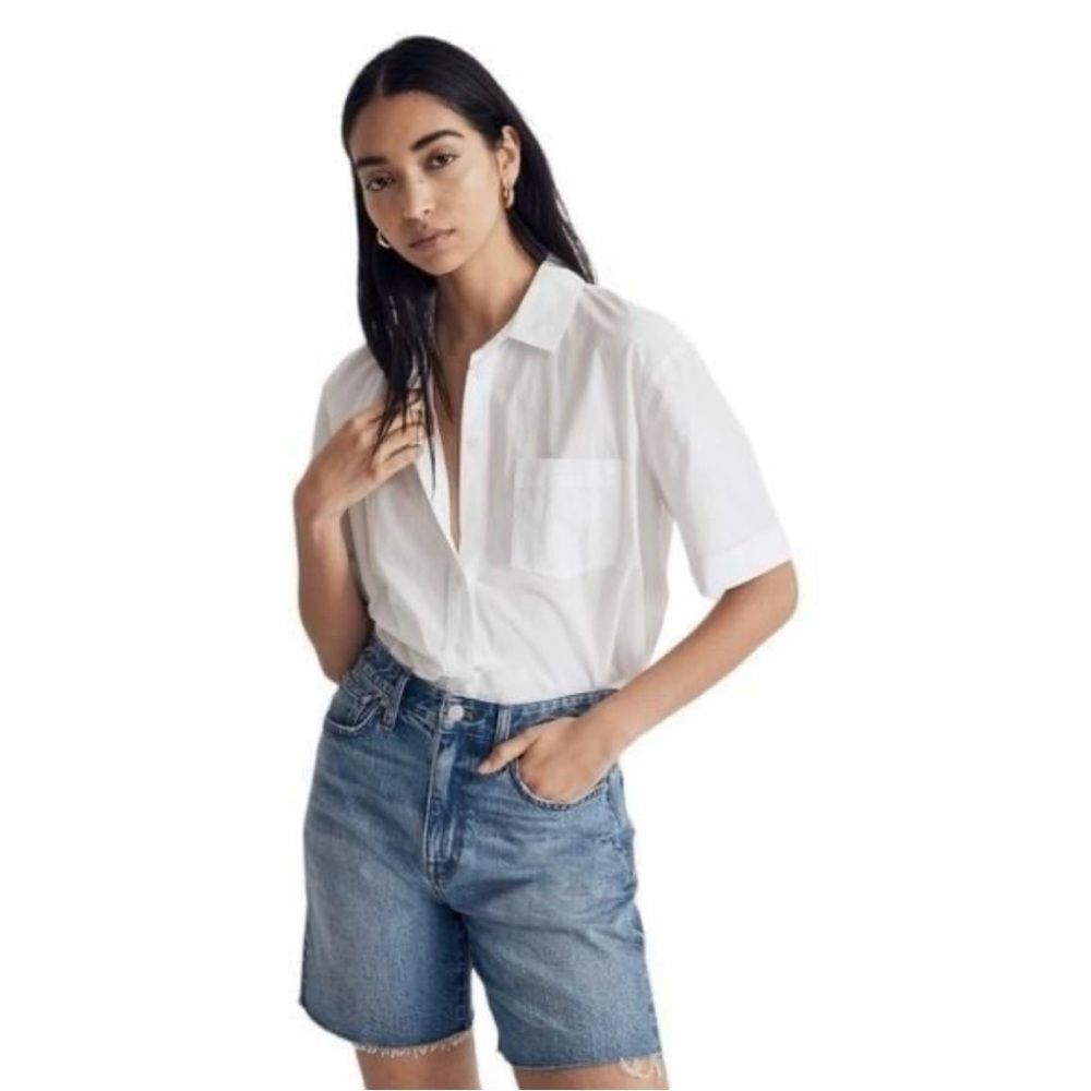 Madewell Signature Poplin Short Sleeve Button Down Shirt Size Small Cotton - Picture 1 of 10